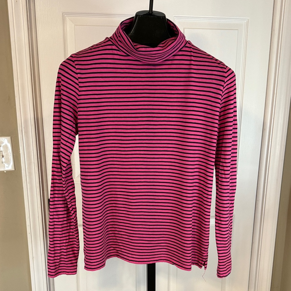 crown & ivy Vibrant Pink and Black Striped Long Sleeve Tee